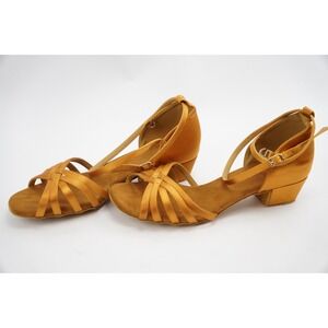Go Go Dance Ballroom Shoes 10 Bronze Satin 1.5" Heels Latin Salsa
